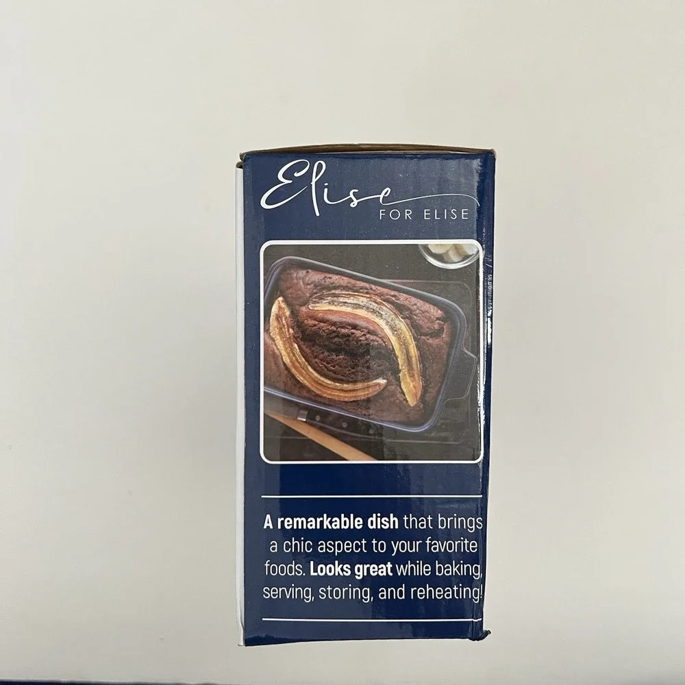 Elise for Elise Stoneware Loaf Dish Navy Blue Casserole Pan Oven Safe 500F‎ New